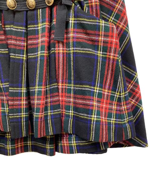 tricot COMME des GARCONS（トリココムデギャルソン）tricot COMME des GARCONS (トリココムデギャルソン) タータンチェックウールケープジャケット ブラック×レッド サイズ:Mの古着・服飾アイテム