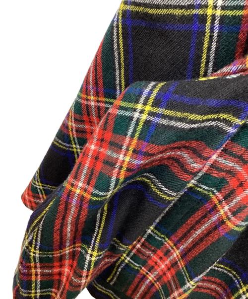 tricot COMME des GARCONS（トリココムデギャルソン）tricot COMME des GARCONS (トリココムデギャルソン) タータンチェックウールケープジャケット ブラック×レッド サイズ:Mの古着・服飾アイテム