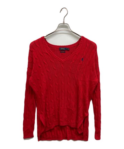 POLO RALPH LAUREN（ポロ・ラルフローレン）POLO RALPH LAUREN (ポロ・ラルフローレン) Vネックニット レッド サイズ:XSの古着・服飾アイテム