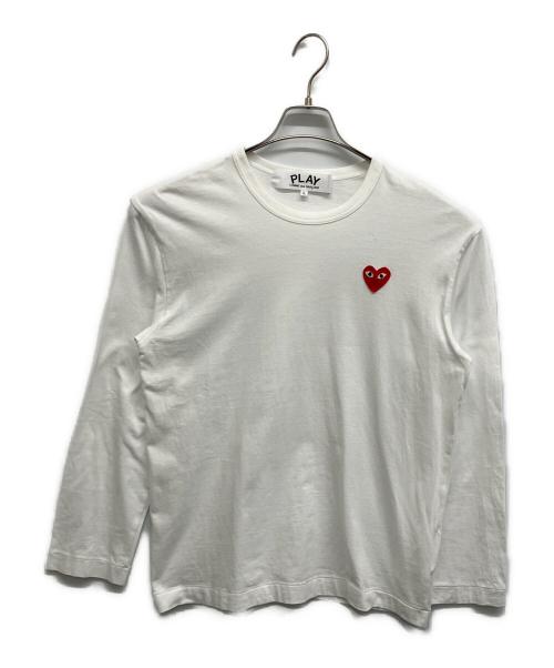 PLAY COMME des GARCONS（プレイコムデギャルソン）PLAY COMME des GARCONS (プレイコムデギャルソン) ハートワッペンロングスリーブカットソー ホワイト サイズ:Lの古着・服飾アイテム