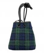 VASIC×Harris Tweedヴァジック×ハリスツイード）の古着「ポーチ付巾着ショルダーバッグ」｜グリーン