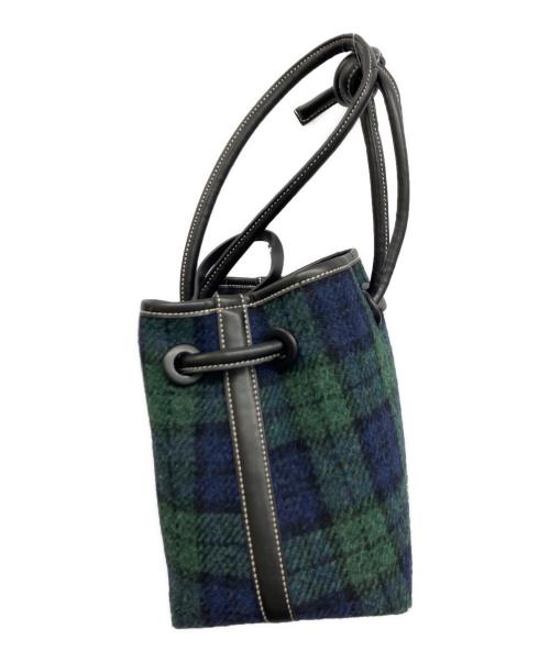 VASIC（ヴァジック）VASIC (ヴァジック) Harris Tweed (ハリスツイード) ポーチ付巾着ショルダーバッグ グリーン サイズ:下記参照の古着・服飾アイテム