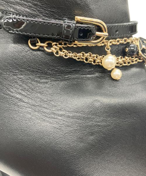 CHANEL（シャネル）CHANEL (シャネル) ビジューココマークレザージップアップアーモンドトゥショートブーツ ブラック サイズ:37C37Cの古着・服飾アイテム