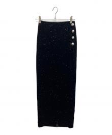 BALMAIN（バルマン）の古着「スタースパンコールベロアスカート」｜ブラック