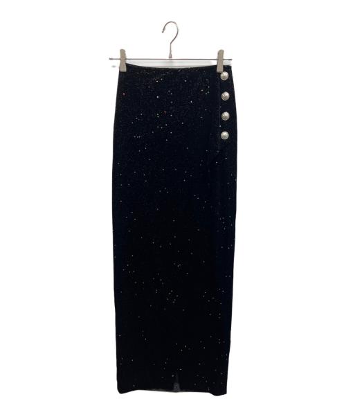 BALMAIN（バルマン）BALMAIN (バルマン) スタースパンコールベロアスカート ブラック サイズ:34の古着・服飾アイテム