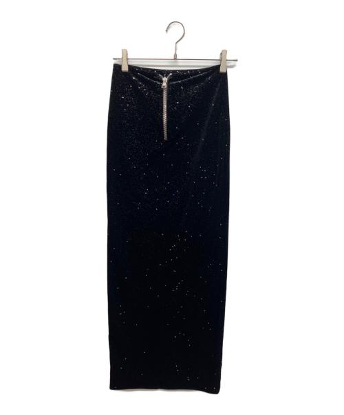 BALMAIN（バルマン）BALMAIN (バルマン) スタースパンコールベロアスカート ブラック サイズ:34の古着・服飾アイテム