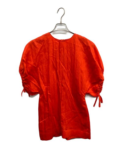 JIL SANDER（ジルサンダー）JIL SANDER (ジルサンダー) バルーンスリーブペプラムブラウス オレンジ サイズ:32の古着・服飾アイテム