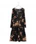 ROCHAS（ロシャス）の古着「花柄ワンピース」｜ブラック