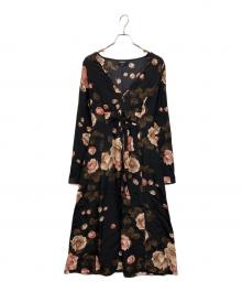 ROCHAS（ロシャス）の古着「花柄ワンピース」｜ブラック