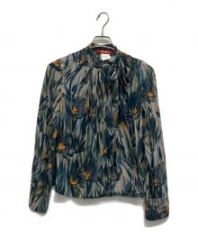 MaxMara（マックスマーラ）の古着「総柄ボウタイブラウス」｜グリーン