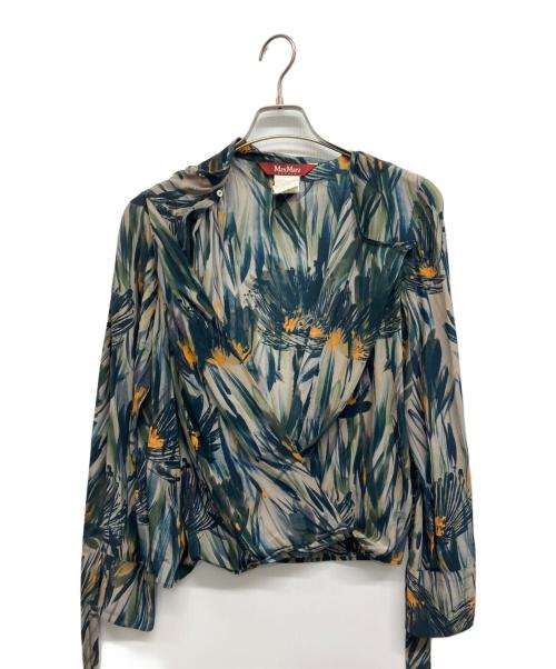 MaxMara（マックスマーラ）MaxMara (マックスマーラ) 総柄ボウタイブラウス グリーン サイズ:36の古着・服飾アイテム