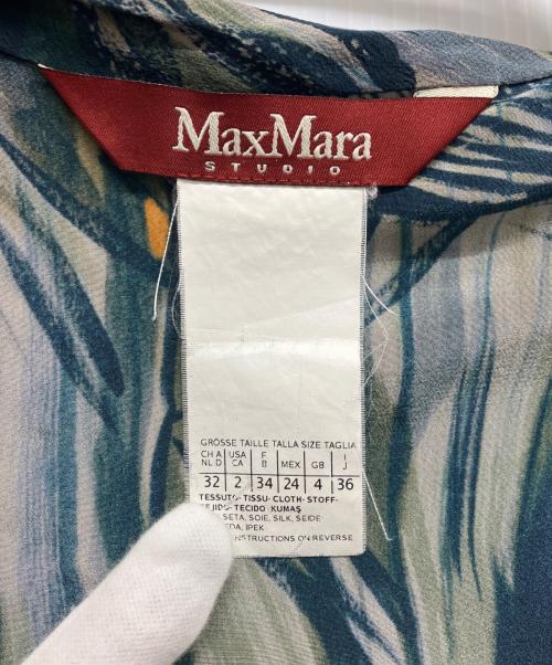 MaxMara（マックスマーラ）MaxMara (マックスマーラ) 総柄ボウタイブラウス グリーン サイズ:36の古着・服飾アイテム