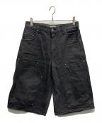 geeksギークス）の古着「DENIM DOWBLE KNEE HALF PANTS」｜グレー