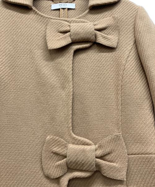 PRADA（プラダ）PRADA (プラダ) ウールリボンアイレットコート ベージュ サイズ:42の古着・服飾アイテム