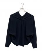Nobleノーブル）の古着「【洗える】Vネックオープンブラウス」｜ネイビー