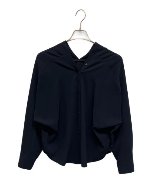 Noble（ノーブル）Noble (ノーブル) 【洗える】Vネックオープンブラウス ネイビー サイズ:Freeの古着・服飾アイテム