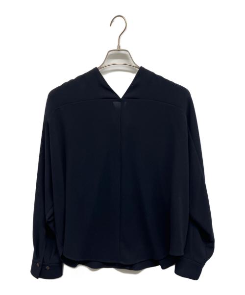 Noble（ノーブル）Noble (ノーブル) 【洗える】Vネックオープンブラウス ネイビー サイズ:Freeの古着・服飾アイテム