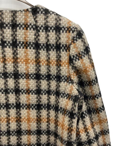 DAKS（ダックス）DAKS (ダックス)  HOUSE CHECK ANNIVERSARY チェックノーカラーダブルコート ブラウン サイズ:40の古着・服飾アイテム