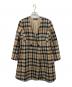 DAKS（ダックス）の古着「 HOUSE CHECK ANNIVERSARY チェックノーカラーダブルコート」｜ブラウン