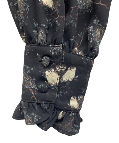 BROOKS BROTHERS（ブルックスブラザーズ）BROOKS BROTHERS (ブルックスブラザーズ) フリル総柄ワンピース ブラックの古着・服飾アイテム