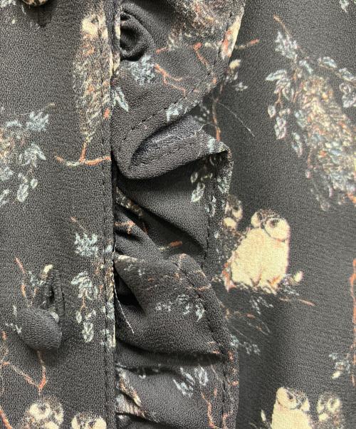 BROOKS BROTHERS（ブルックスブラザーズ）BROOKS BROTHERS (ブルックスブラザーズ) フリル総柄ワンピース ブラックの古着・服飾アイテム