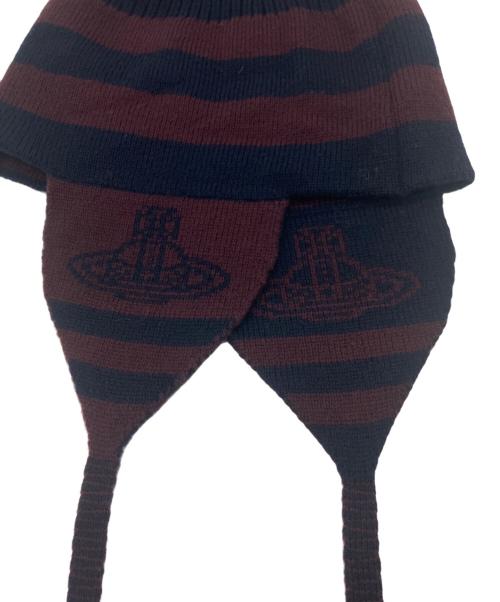 Vivienne Westwood（ヴィヴィアンウエストウッド）Vivienne Westwood (ヴィヴィアンウエストウッド) ボーダーウールニット帽 ネイビー×パープル サイズ:下記参照の古着・服飾アイテム