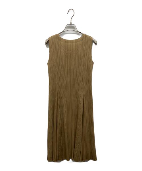 PLEATS PLEASE（プリーツプリーズ）PLEATS PLEASE (プリーツプリーズ) プリーツノースリーブワンピース ベージュ サイズ:4の古着・服飾アイテム
