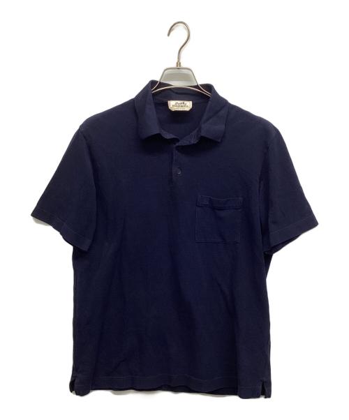 HERMES（エルメス）HERMES (エルメス) 胸刺繍コットンポロシャツ ネイビー サイズ:Lの古着・服飾アイテム