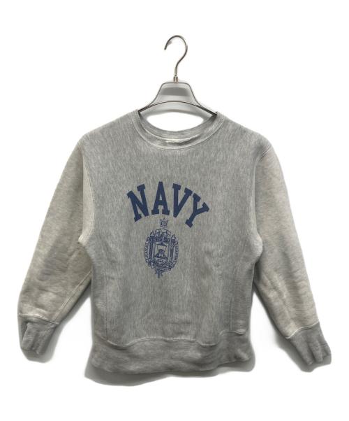 Champion REVERSE WEAVE（チャンピオン リバース ウィーブ）Champion REVERSE WEAVE (チャンピオン リバース ウィーブ) US NAVY染み込みプリントリバースウィーブスウェット グレー サイズ:Sの古着・服飾アイテム