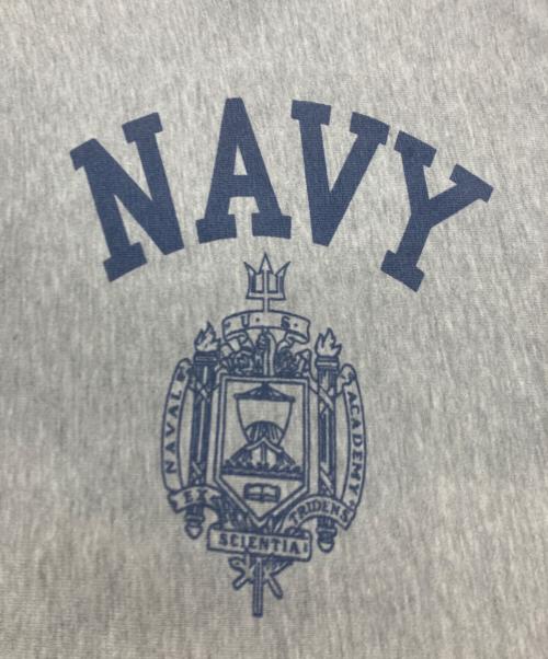 Champion REVERSE WEAVE（チャンピオン リバース ウィーブ）Champion REVERSE WEAVE (チャンピオン リバース ウィーブ) US NAVY染み込みプリントリバースウィーブスウェット グレー サイズ:Sの古着・服飾アイテム