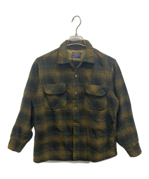 PENDLETON（ペンドルトン）PENDLETON (ペンドルトン) 60s ボードシャツ/オープンカラーチェックシャツ カーキ サイズ:Mの古着・服飾アイテム
