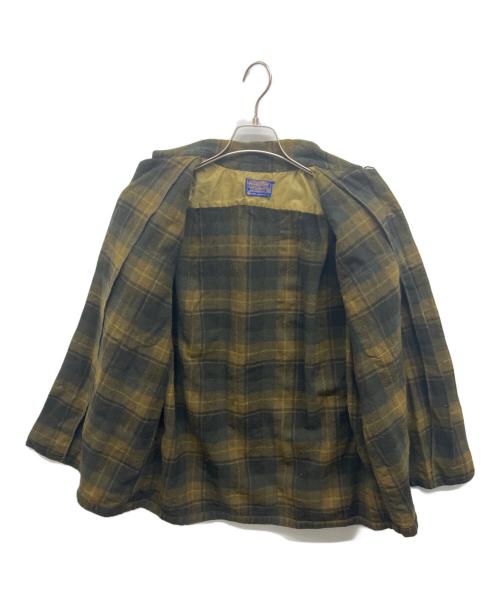 PENDLETON（ペンドルトン）PENDLETON (ペンドルトン) 60s ボードシャツ/オープンカラーチェックシャツ カーキ サイズ:Mの古着・服飾アイテム