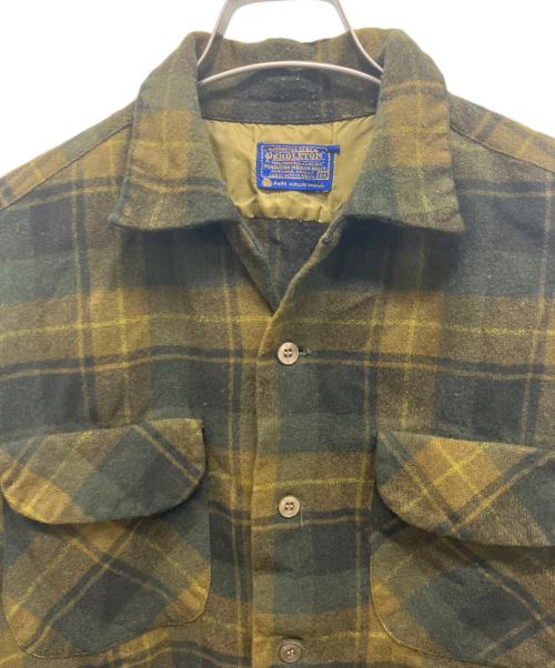 PENDLETON（ペンドルトン）PENDLETON (ペンドルトン) 60s ボードシャツ/オープンカラーチェックシャツ カーキ サイズ:Mの古着・服飾アイテム