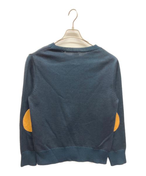 the nerdys（ザナーディーズ）THE NERDYS (ザナーディーズ) エルボーパッチコットンニット グリーン サイズ:Mの古着・服飾アイテム
