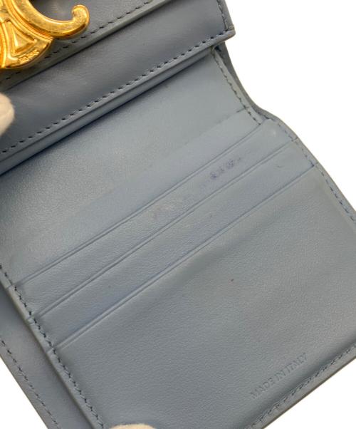 CELINE（セリーヌ）CELINE (セリーヌ) Small Flap Wallet/スモール フラップウォレット トリオンフ パステルブルーの古着・服飾アイテム