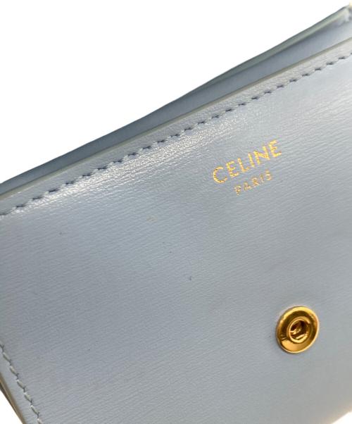 CELINE（セリーヌ）CELINE (セリーヌ) Small Flap Wallet/スモール フラップウォレット トリオンフ パステルブルーの古着・服飾アイテム