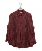 COMME des GARCONS HOMMEコムデギャルソン オム）の古着「90's総柄レーヨン長袖シャツ」｜レッド×ブラウン