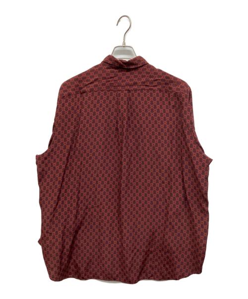 COMME des GARCONS HOMME（コムデギャルソン オム）COMME des GARCONS HOMME (コムデギャルソン オム) 90's総柄レーヨン長袖シャツ レッド×ブラウン サイズ:不明の古着・服飾アイテム