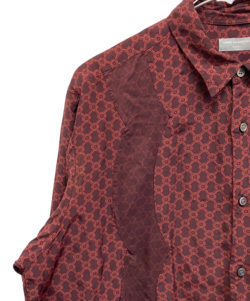 COMME des GARCONS HOMME（コムデギャルソン オム）COMME des GARCONS HOMME (コムデギャルソン オム) 90's総柄レーヨン長袖シャツ レッド×ブラウン サイズ:不明の古着・服飾アイテム