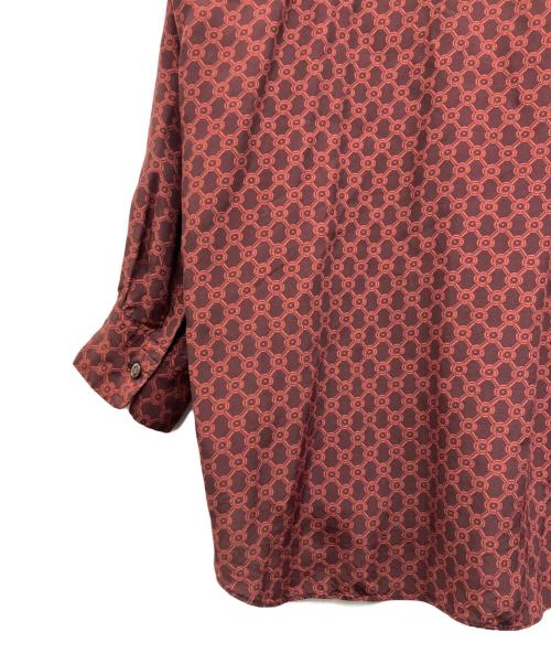 COMME des GARCONS HOMME（コムデギャルソン オム）COMME des GARCONS HOMME (コムデギャルソン オム) 90's総柄レーヨン長袖シャツ レッド×ブラウン サイズ:不明の古着・服飾アイテム