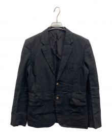 COMME des GARCONS HOMME PLUS（コムデギャルソンオムプリュス）の古着「ソルジャーオブピース期　金釦リネンテーラードジャケット」｜ブラック