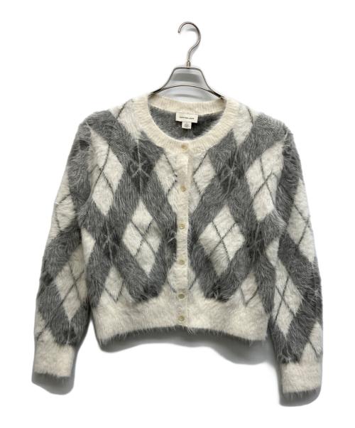 Calvin Klein（カルバンクライン）Calvin Klein (カルバンクライン) アーガイルセーター シャギーニットカーディガン グレー サイズ:Mの古着・服飾アイテム