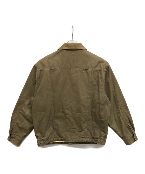 Eddie Bauer（エディーバウアー）Eddie Bauer (エディーバウアー) 襟レザートラッカージャケット カーキ サイズ:Mの古着・服飾アイテム