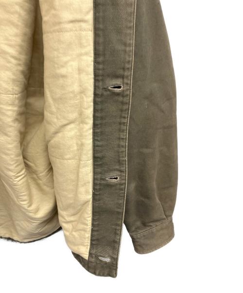 Eddie Bauer（エディーバウアー）Eddie Bauer (エディーバウアー) 襟レザートラッカージャケット カーキ サイズ:Mの古着・服飾アイテム