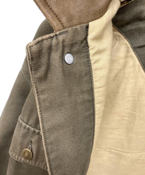 Eddie Bauer（エディーバウアー）Eddie Bauer (エディーバウアー) 襟レザートラッカージャケット カーキ サイズ:Mの古着・服飾アイテム