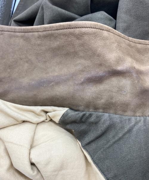 Eddie Bauer（エディーバウアー）Eddie Bauer (エディーバウアー) 襟レザートラッカージャケット カーキ サイズ:Mの古着・服飾アイテム