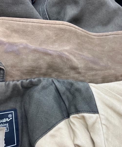 Eddie Bauer（エディーバウアー）Eddie Bauer (エディーバウアー) 襟レザートラッカージャケット カーキ サイズ:Mの古着・服飾アイテム