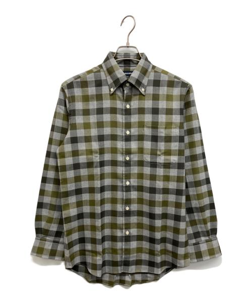 Aquascutum（アクアスキュータム）Aquascutum (アクアスキュータム) チェックシャツ グレー×グリーン サイズ:Mの古着・服飾アイテム