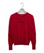 BLUE LABEL CRESTBRIDGEブルーレーベルクレストブリッジ）の古着「ウールロゴ刺繍ニット」｜レッド