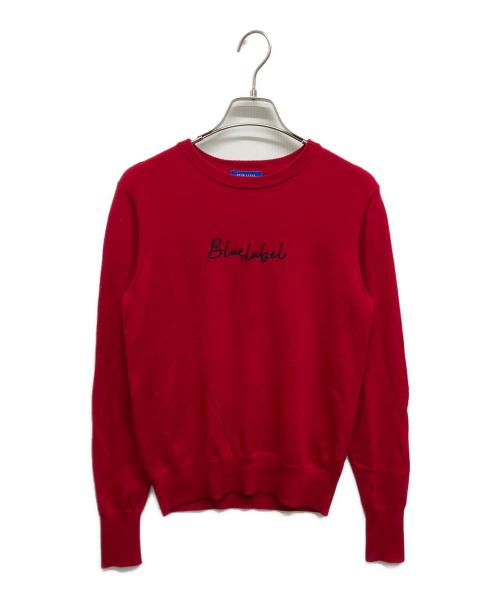 BLUE LABEL CRESTBRIDGE（ブルーレーベルクレストブリッジ）BLUE LABEL CRESTBRIDGE (ブルーレーベルクレストブリッジ) ウールロゴ刺繍ニット レッド サイズ:38の古着・服飾アイテム